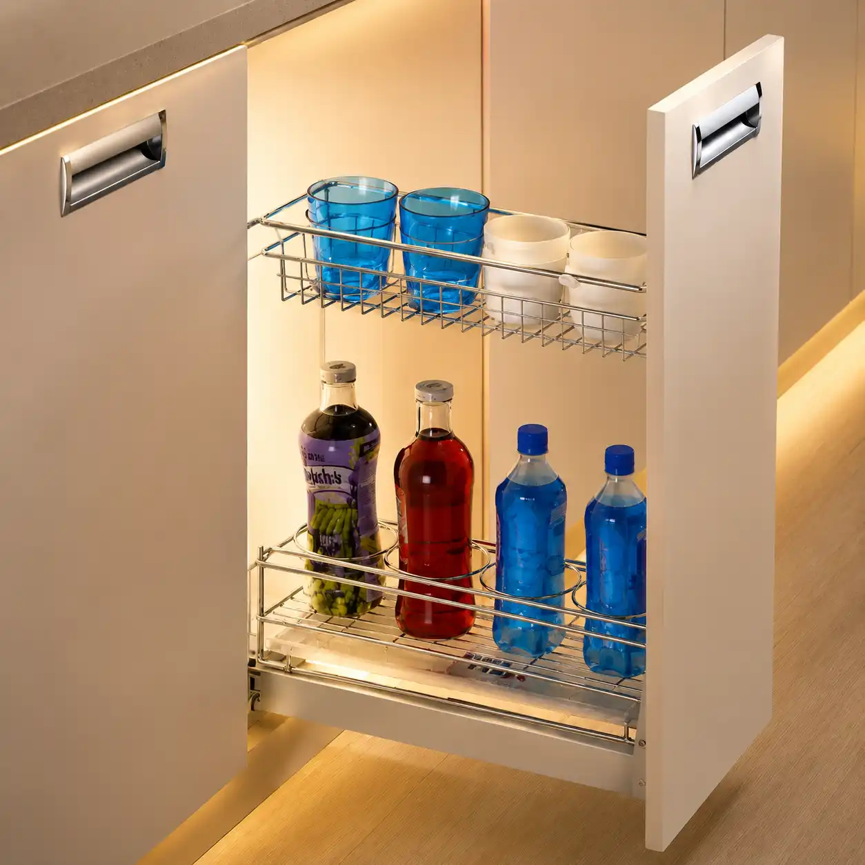 Bottle and Crockery Pull-Out Organizer