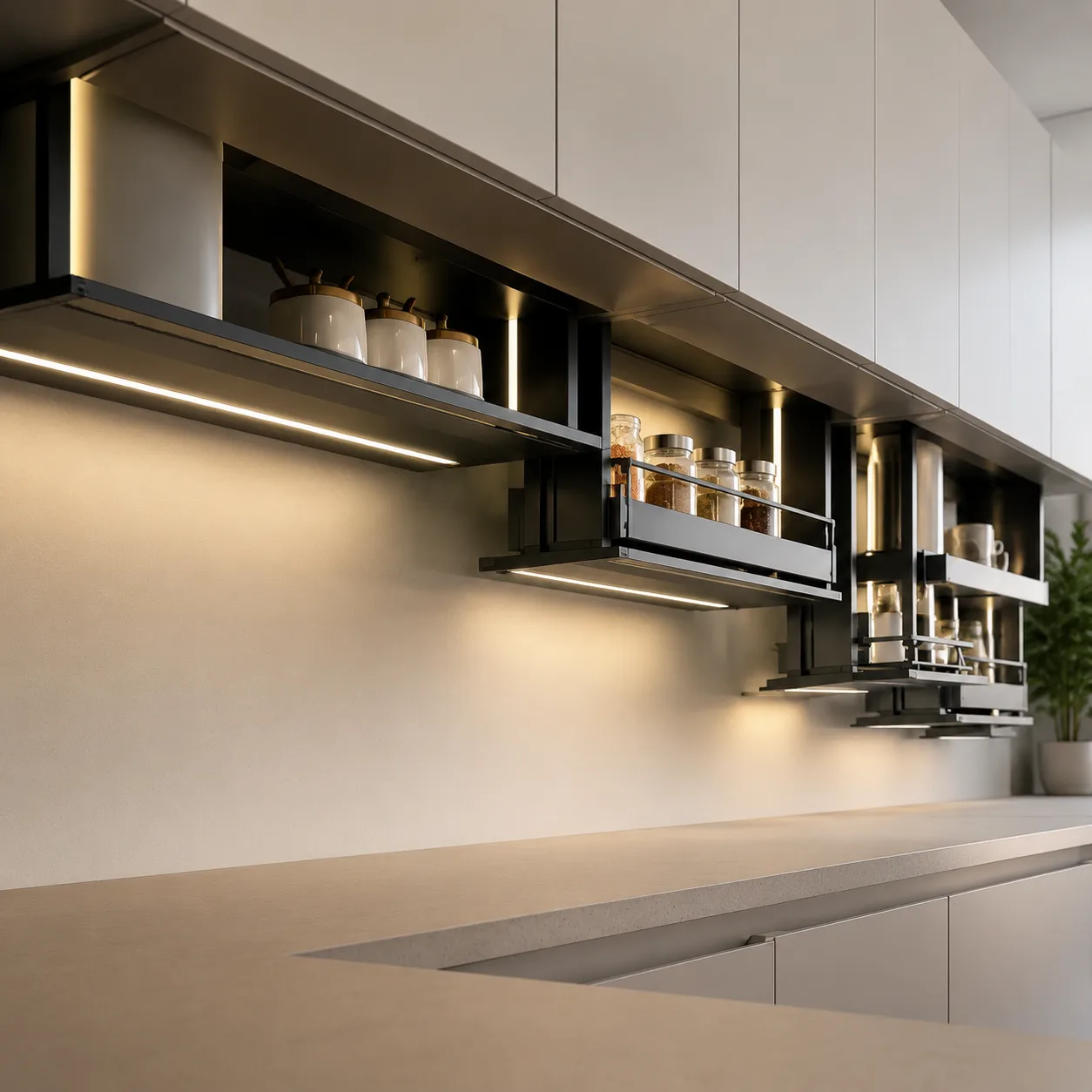 Wall-Mounted Pull-Down Kitchen Storage Rack